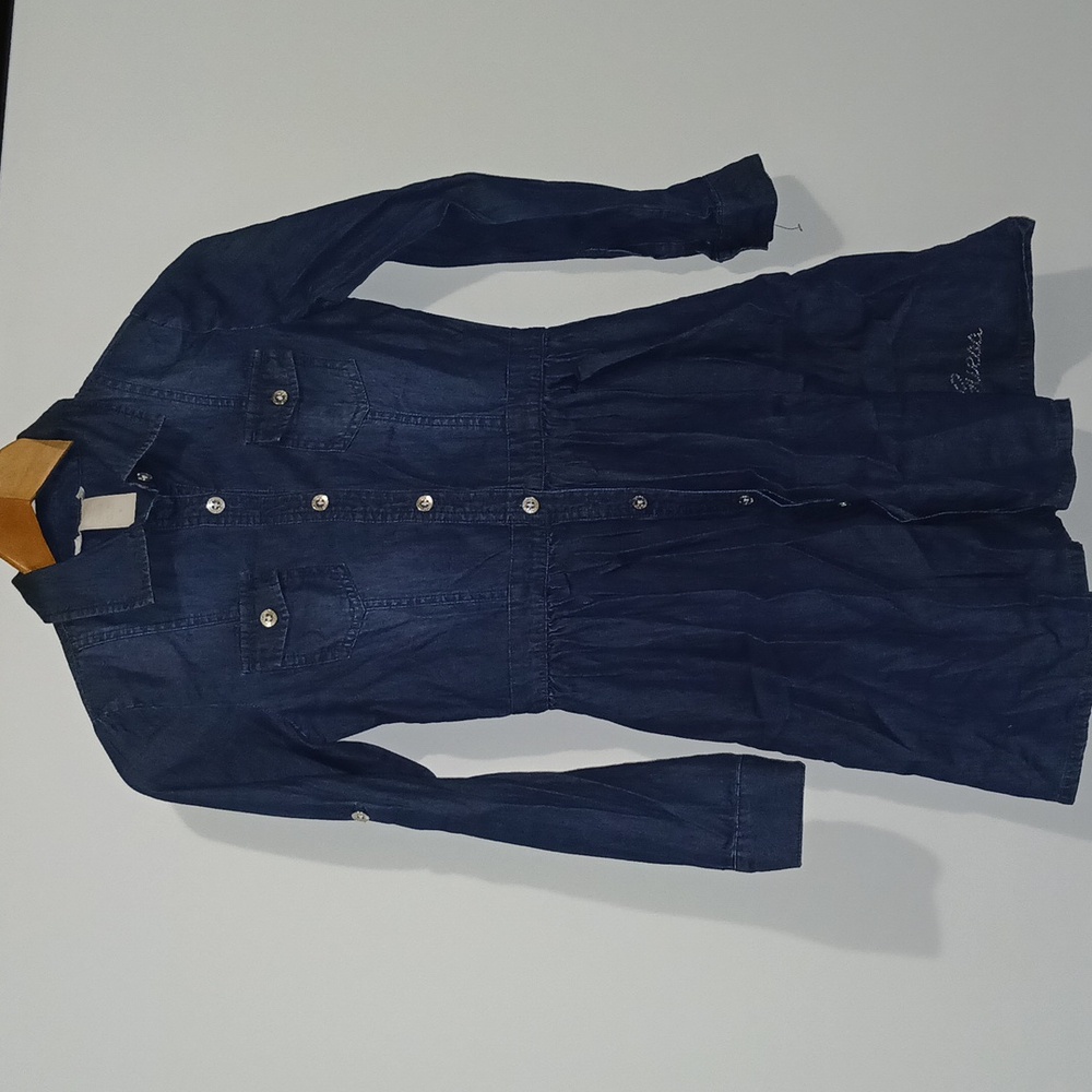 Guess Kids Girls Denim Dress Longsleeve Size 5 Navy Blue NWOT
